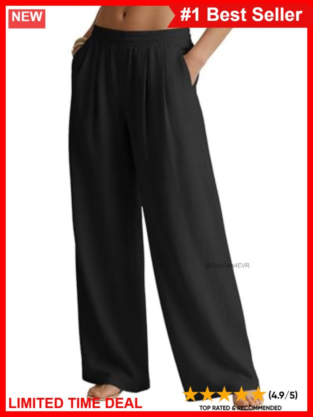 Linen Blend Wide Leg Palazzo Pants High Rise Drawstring Summer Beach Travel